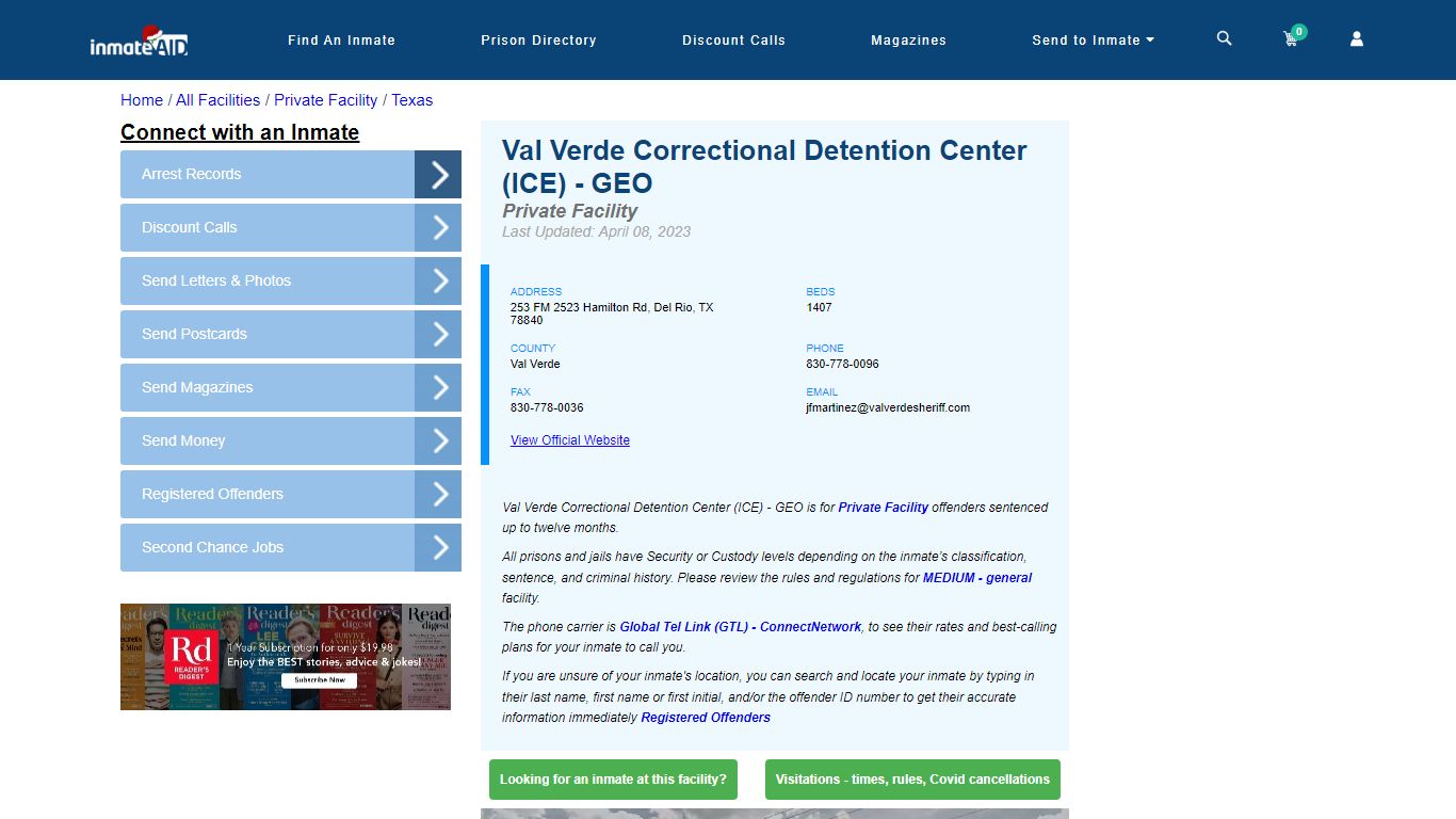 Val Verde Correctional Detention Center (ICE) - GEO - Inmate Search ...